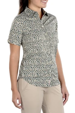 Caitlyn Mini Leopard Button Up Short Sleeve Shirt - FINAL SALE
