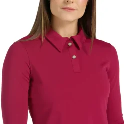 CLARA LONG SLEEVE CRIMSON GOLF SHIRT - FINAL SALE