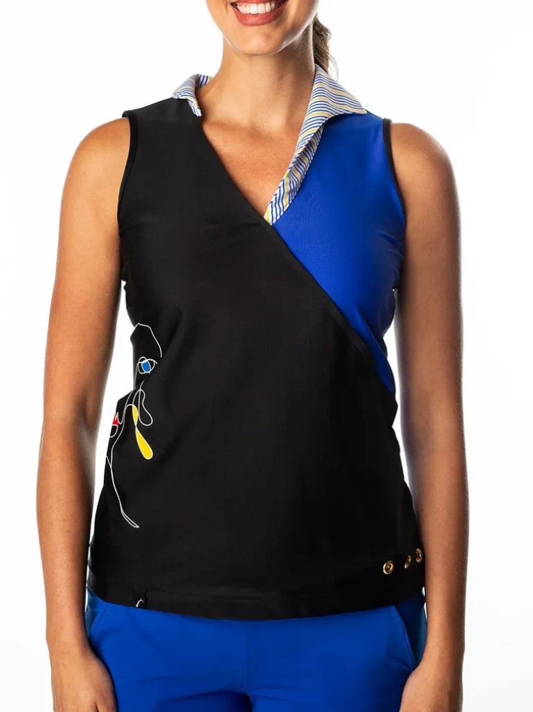 Hensley Portrait Black/Blue Top - FINAL SALE