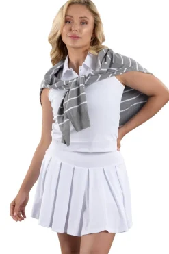 Kaylee White Racerback Cropped Polo - FINAL SALE