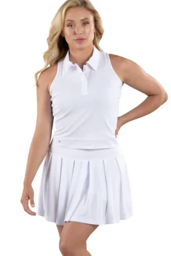Kaylee White Racerback Cropped Polo - FINAL SALE