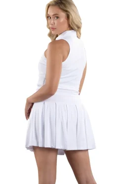 Kaylee White Racerback Cropped Polo - FINAL SALE