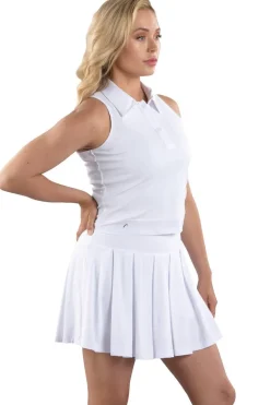 Kaylee White Racerback Cropped Polo - FINAL SALE